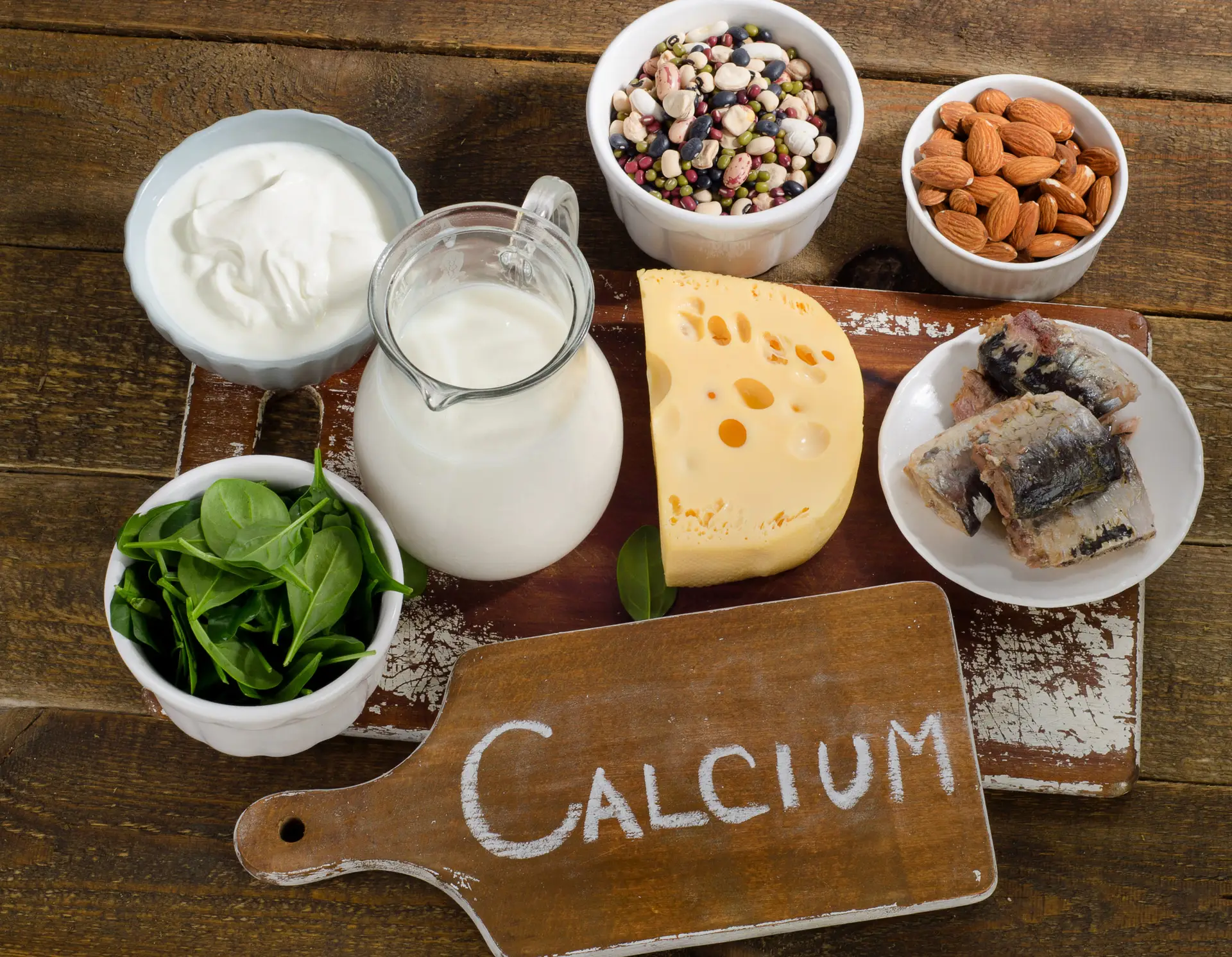 Calcium Rich Foods Sources. Healthy eating. View from above