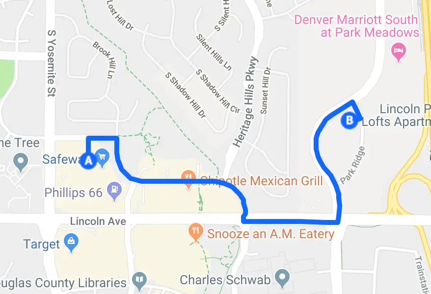Map to New Lone Tree Modern Dental Location