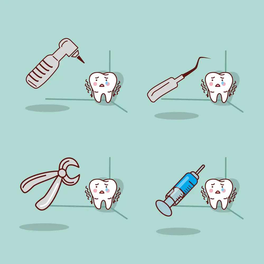 cartoon tooth with dental equipment, great for health dental care concept